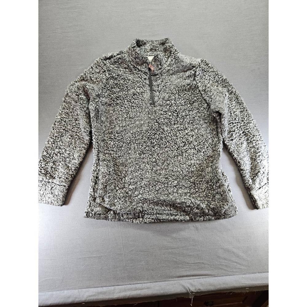 Weatherproof Vintage Gray Sherpa Fleece Quarter Zip Pullover Sweater Large